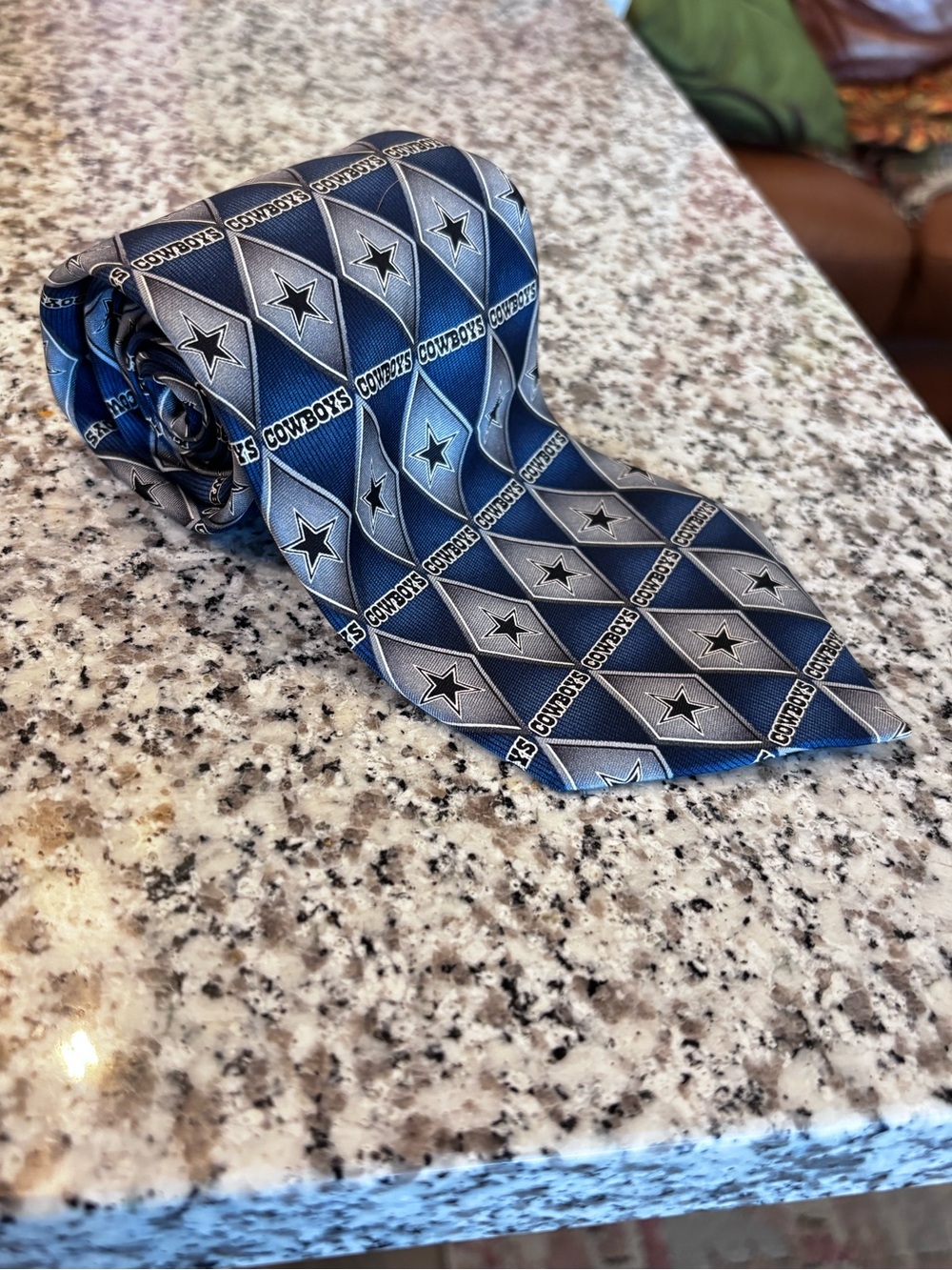NFL Dallas Cowboys Navy and Silver Patterned Men's Tie